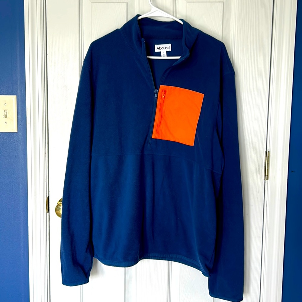 NWT Abound Adult Large Blue with Orange Square Half Zip Pullover jacket